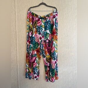 Susan Graver Soleil Knit Regular Printed Wide-Leg Pant XL NWOT